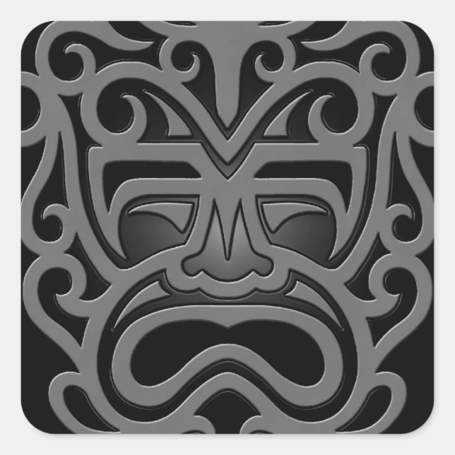 Dark Aztec Mask Quadratischer Aufkleber (Vorderseite)