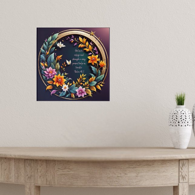 Dark Background Floral Frame Bibel Verse Poster (Von Creator hochgeladen)