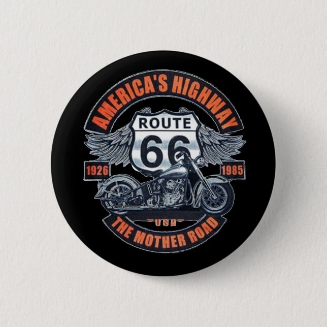 Dark Basic theme Route 66 Motorräder Button (Vorderseite)
