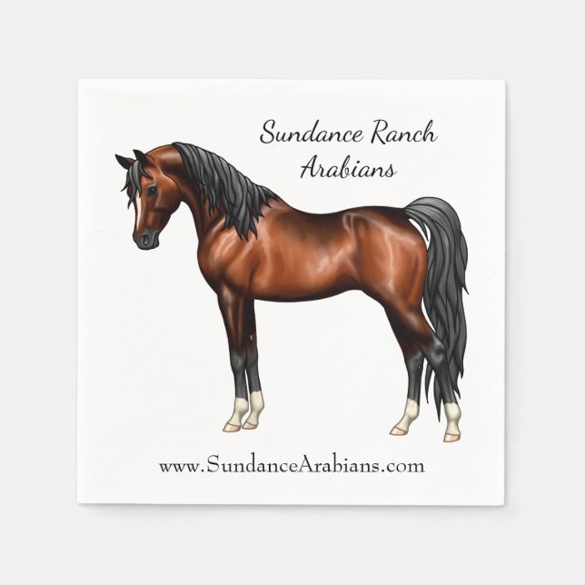 Dark Bay Ägyptisches Arabian Pferd Serviette (Vorderseite)