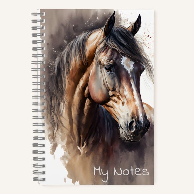 Dark Bay Horse Watercolor-Uni Notizbuch (Vorderseite)