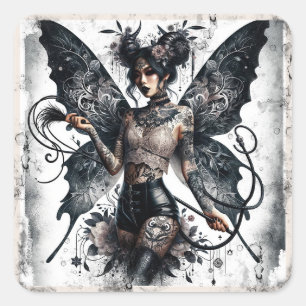 Dark Beauty Gothic Asian Fee Tattoos & Whip Quadratischer Aufkleber