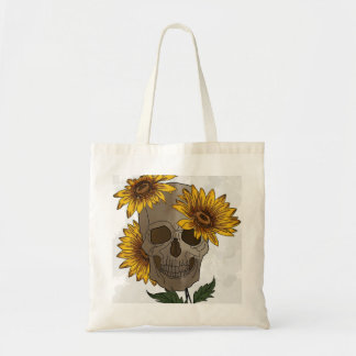 Dark Beauty: Skull Meets Sunflower Tragetasche