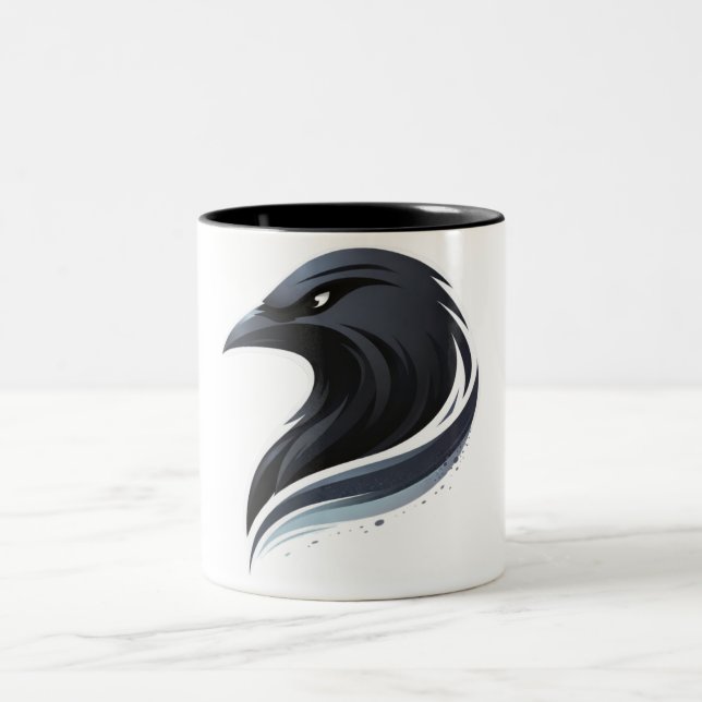 Dark Bird Art Zweifarbige Tasse (Mittel)