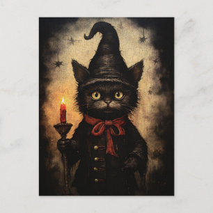 Dark Black Cat Design für Halloween, Goth & Occult Postkarte