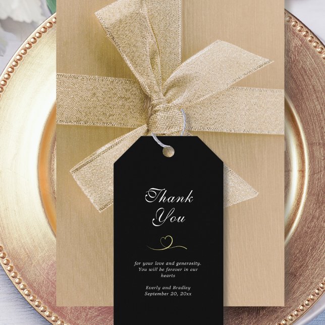 Dark Black Elegant White Script Wedding Vielen Dan Geschenkanhänger (Von Creator hochgeladen)