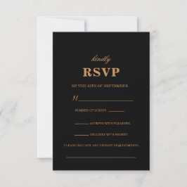 Dark Black Floral UAWG Wedding Card RSVP Karte