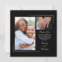 Dark Black Gold White Script Foto Vielen Dank Einladung