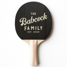 Dark Black Wood Retro Family Name & Year