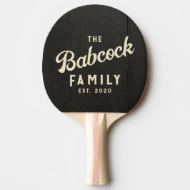 Dark Black Wood Retro Family Name & Year Tischtennis Schläger