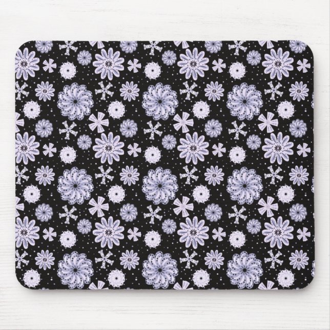 Dark Blue Abstrakt Blume Mousepad (Vorne)