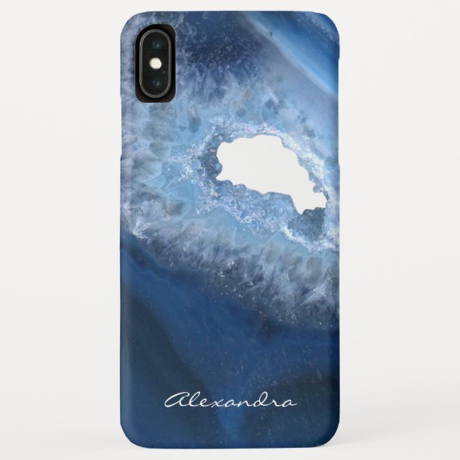 Dark Blue Agate Geode Monogram Case-Mate iPhone Hülle (Rückseite)