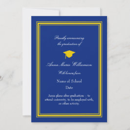 Dark Blue and Gold photo Graduation Announcement Karte