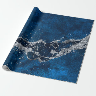 Dark Blue and Silver Abstract N3 Geschenkpapier