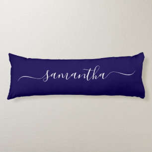 Dark Blue and White Elegansh Swash Signature Name Seitenschläferkissen