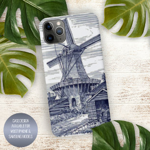 Dark Blue Antique Delft Blue Dutch Windmill iPhone 11Pro Max Hülle