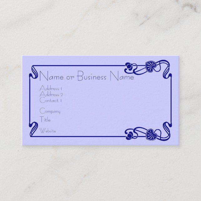 Dark Blue Art Deco Border Business Card Visitenkarte (Vorderseite)