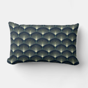Dark Blue Art Deco Stilvolle geometrische Muster T Lendenkissen