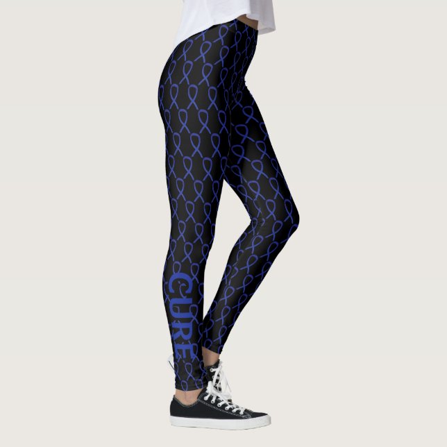 Dark Blue Awareness Ribbon Art Custom Leggings (Rechts)