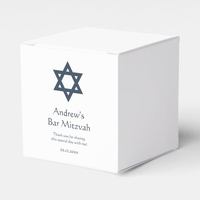 Dark Blue Bar Mitzvah Personalisiert Geschenkschachtel (Vorderseite)
