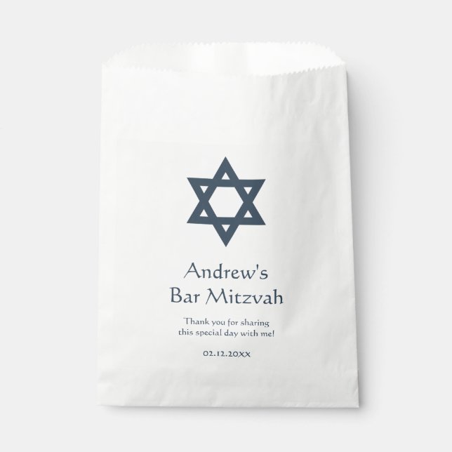 Dark Blue Bar Mitzvah Personalisiert Geschenktütchen (Vorderseite)