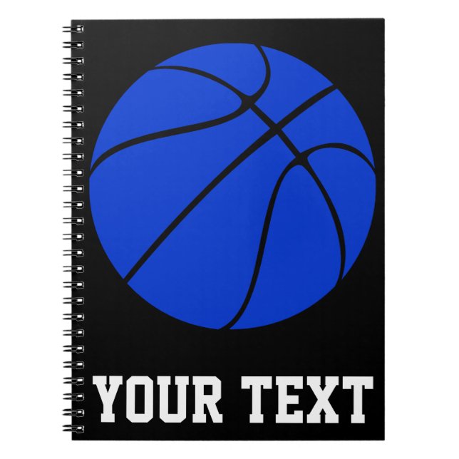 Dark Blue Basketball Custom Text Spiral Notebook Notizblock (Vorderseite)