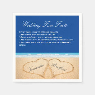 Dark Blue Beach Wedding 2 Herz Sand Fun Fakten Serviette