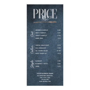 Dark Blue Beauty Salon Preisliste Rack Card Werbekarte