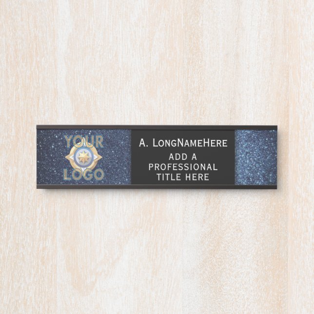 Dark Blue Black Tech IT Security Namplate Office Türschild (Vorderseite )