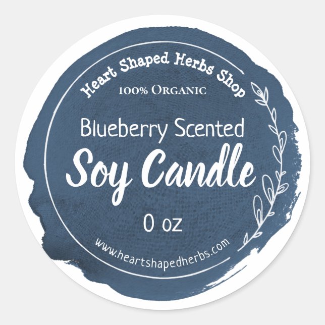 Dark Blue Blueberry Scented Soy Candle Labels Runder Aufkleber (Vorderseite)
