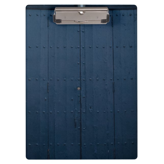 Dark Blue Boathouse Door Costa Brava Spanien Klemmbrett (Vorderseite)