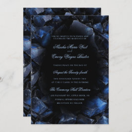Dark Blue Boho Hexen Crystals Black Wedding Einladung