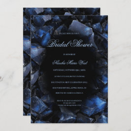 Dark Blue Boho Witch Crystals Black Bridal Shower Einladung