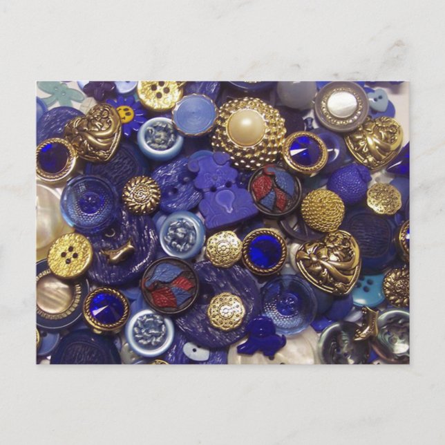 Dark Blue Button Collage Postkarte (Vorderseite)