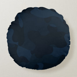 Dark Blue Camo Abstract Rundes Kissen