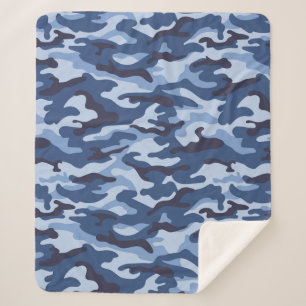 Dark Blue Camouflage Pattern Sherpadecke