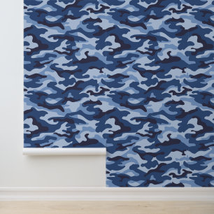 Dark Blue Camouflage Pattern Tapete
