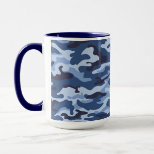 Dark Blue Camouflage Pattern Tasse