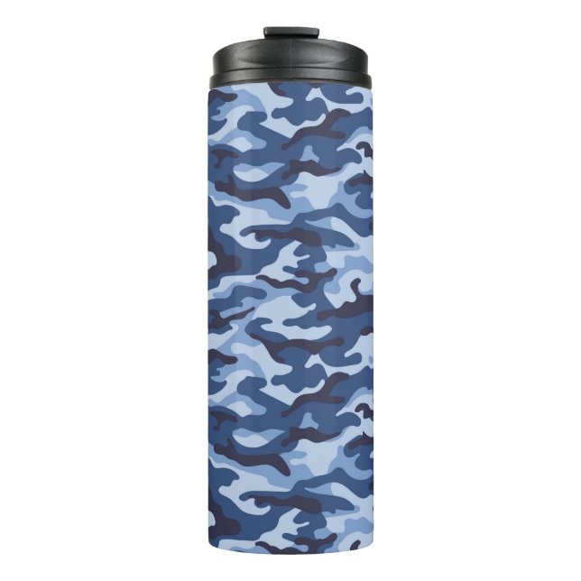Dark Blue Camouflage Pattern Thermosbecher (Vorderseite)
