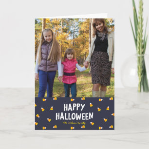 Dark Blue Candy Corn Happy Halloween Foto Karte