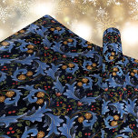Dark Blue Christmas William Morris Inspiriert Geschenkpapier<br><div class="desc">Dieses verzierte elegante William Morris inspirierte Weihnachtswaschpapier-Design ist aus handgemalten blüh-Motiven,  die mit Spuren von heiligen und Kiefern,  mit einem dunkelblauen Hintergrund dekoriert sind.</div>