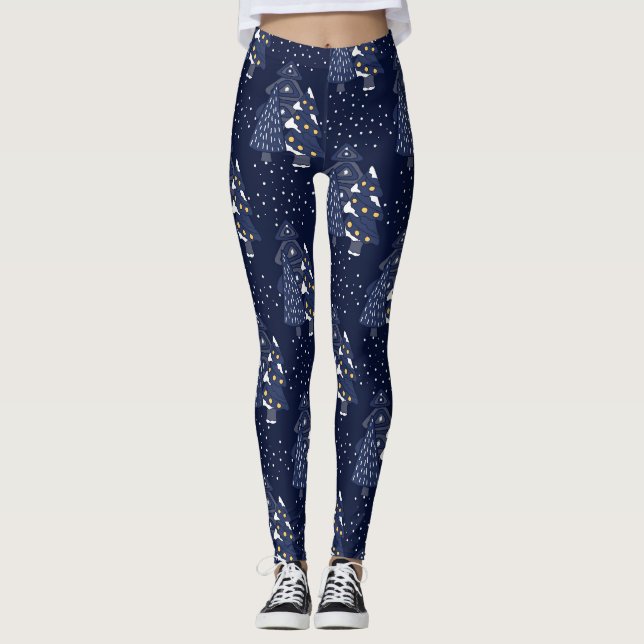 DARK BLUE CHRISTMAS WINTERWALDMONOGRAMM LEGGINGS (Vorderseite)