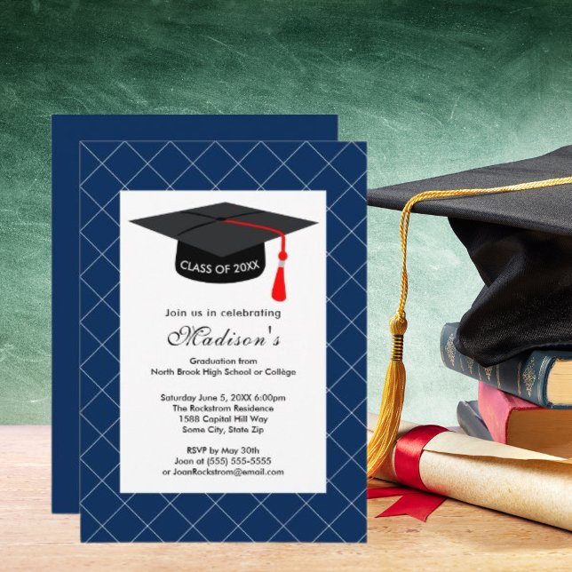 Dark Blue Class of 20XX Graduation Party Einladung (Dark Blue Class of 20XX Graduation Party Invitation)