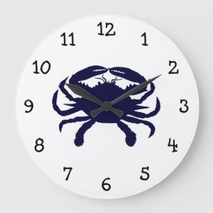 Dark Blue Crab Große Wanduhr