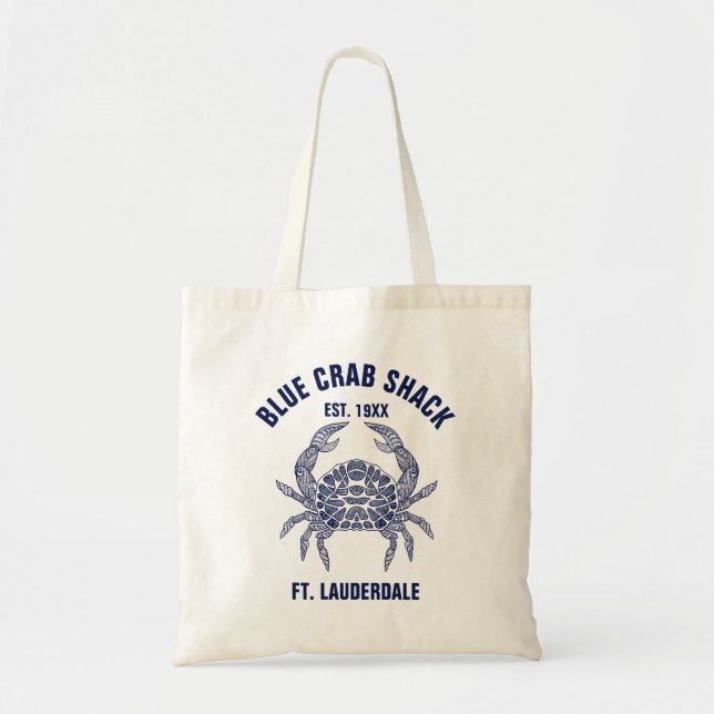 Dark-blue Crab Illustration Template Tote Bag Tragetasche (Vorne)