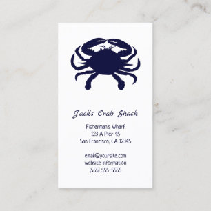 Dark Blue Crab Silhouette Seafood Restaurant Visitenkarte