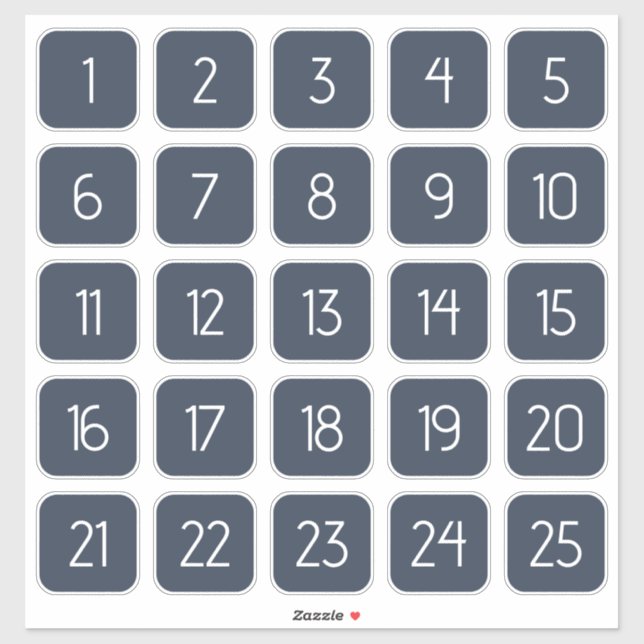 Dark Blue Customizable Square Number Stickers  Aufkleber (Blatt)