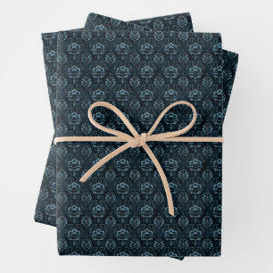 Dark Blue Damask Geschenkpapier Set