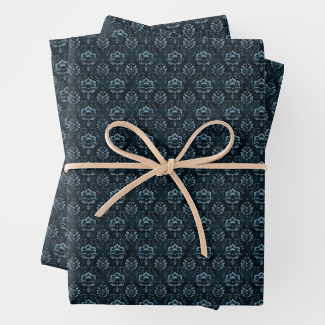 Dark Blue Damask Geschenkpapier Set (Beispiel)
