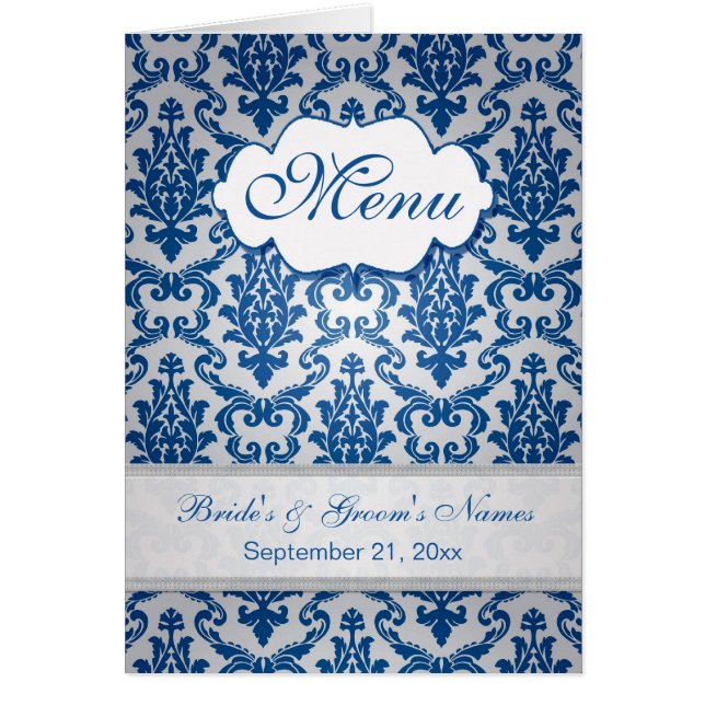 Dark blue Damask Menu (Vorne)